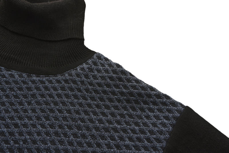 Mock Neck Diamond Knitted Sweater