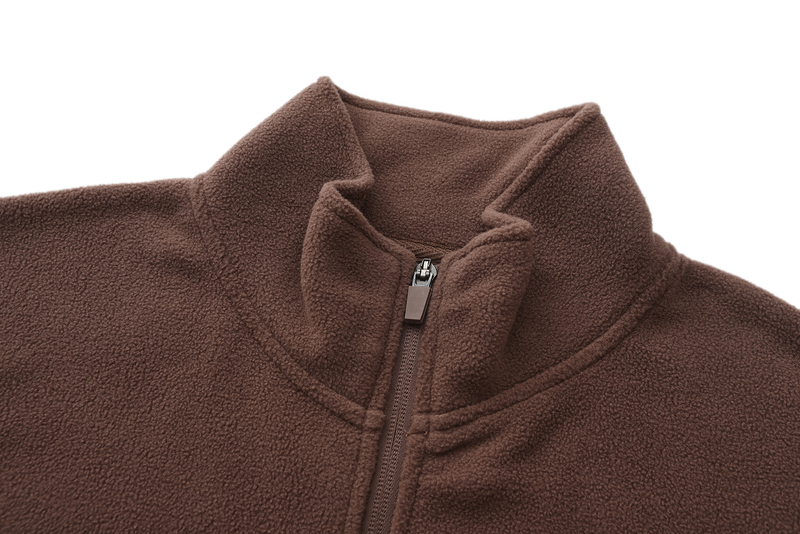 Unisex Basic Polar Fleece Jacket - DARK BROWN