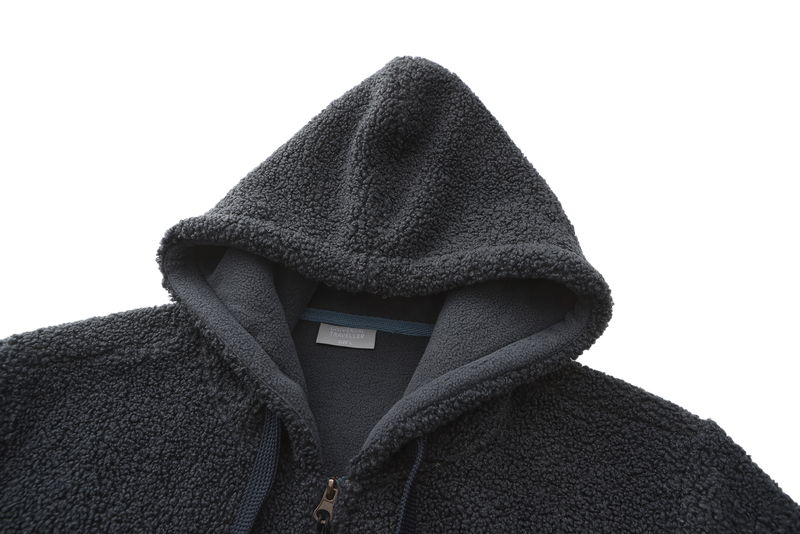 Hoodie Sherpa Fleece Jacket - NAVY