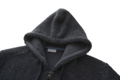 Hoodie Sherpa Fleece Jacket - NAVY