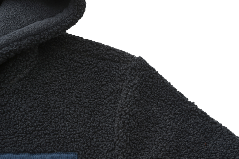 Hoodie Sherpa Fleece Jacket - NAVY