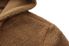 Hoodie Sherpa Fleece Jacket - LIGHT BROWN