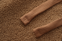Hoodie Sherpa Fleece Jacket - LIGHT BROWN