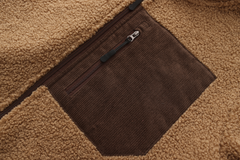 Hoodie Sherpa Fleece Jacket - LIGHT BROWN