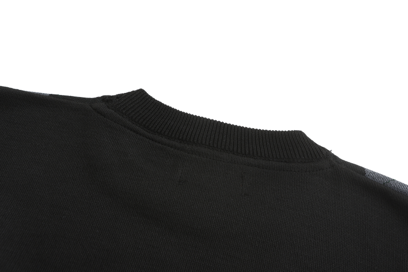 Crew Neck Argyle Pattern Knitted Sweater