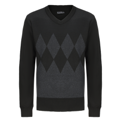 V-Neck Argyle Pattern Knitted Sweater