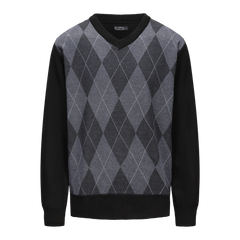 V-Neck Argyle Pattern Knitted Sweater