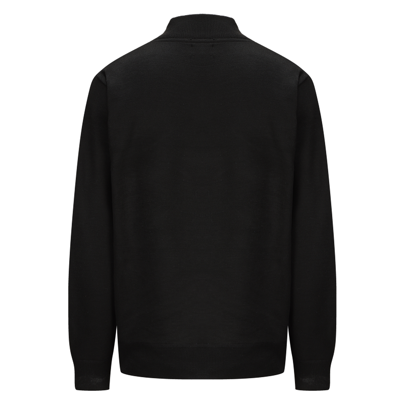 Henley Mock Neck Herringbone Pattern Knitted Sweater