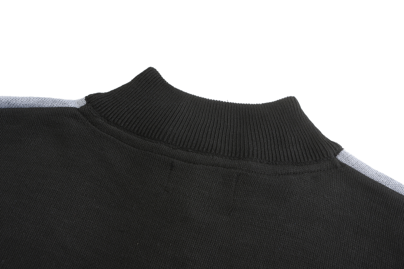 Henley Mock Neck Herringbone Pattern Knitted Sweater
