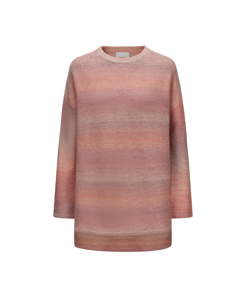 WOMEN CREW NECK GRADIENT KNITTED SWEATER