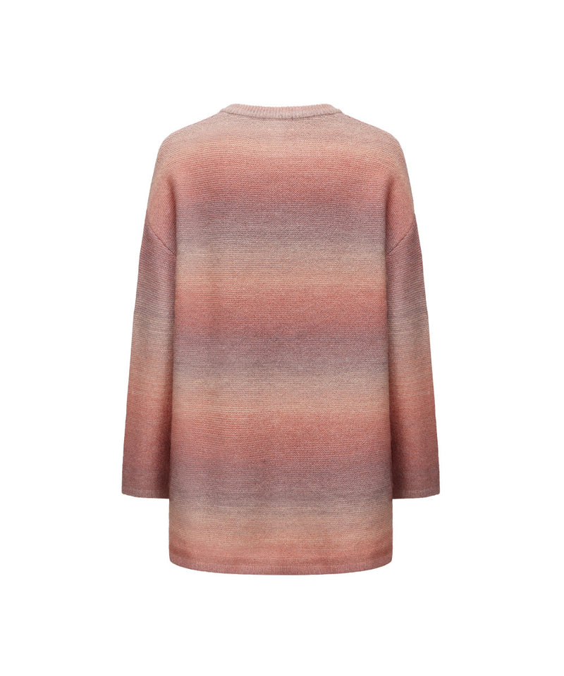 WOMEN CREW NECK GRADIENT KNITTED SWEATER