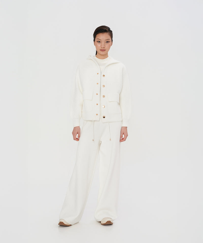 WOMEN BUTTON HOODIE KNITTED CARDIGAN