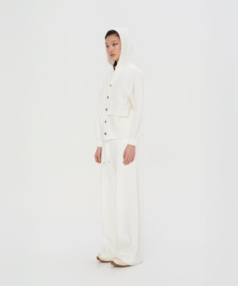 WOMEN BUTTON HOODIE KNITTED CARDIGAN