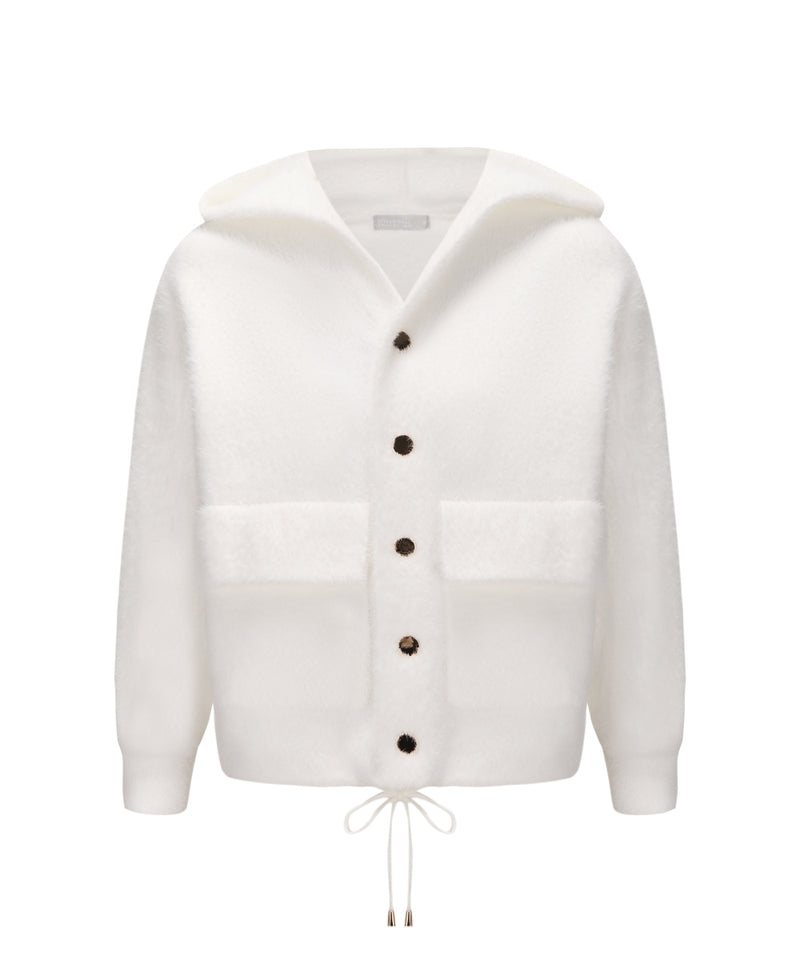 WOMEN BUTTON HOODIE KNITTED CARDIGAN