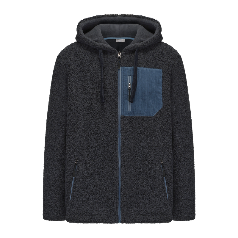 Hoodie Sherpa Fleece Jacket - NAVY