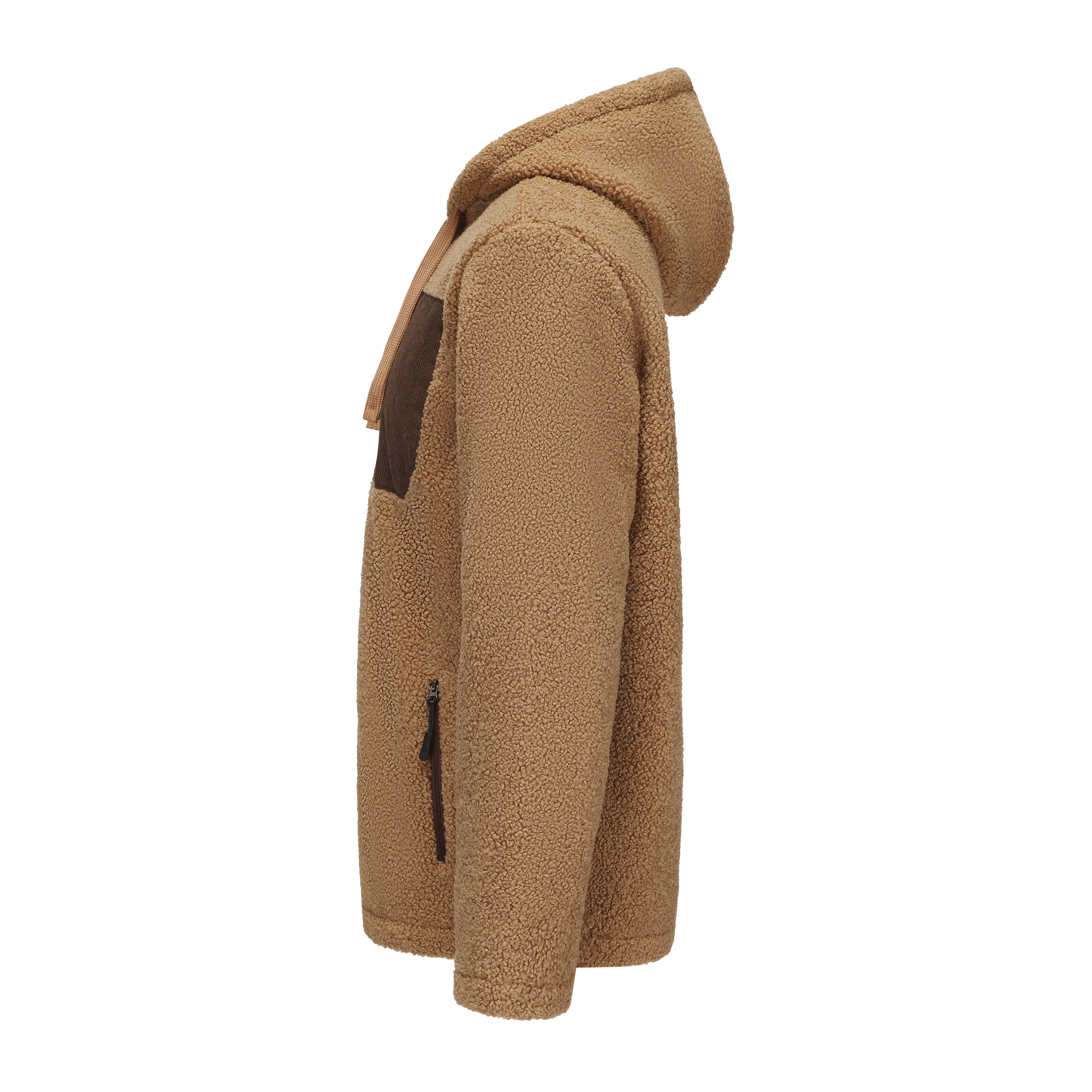 Hoodie Sherpa Fleece Jacket - Light Brown