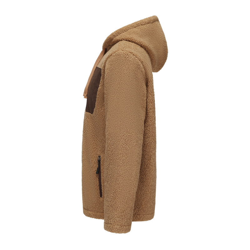 Hoodie Sherpa Fleece Jacket - LIGHT BROWN