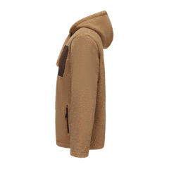 Hoodie Sherpa Fleece Jacket - LIGHT BROWN