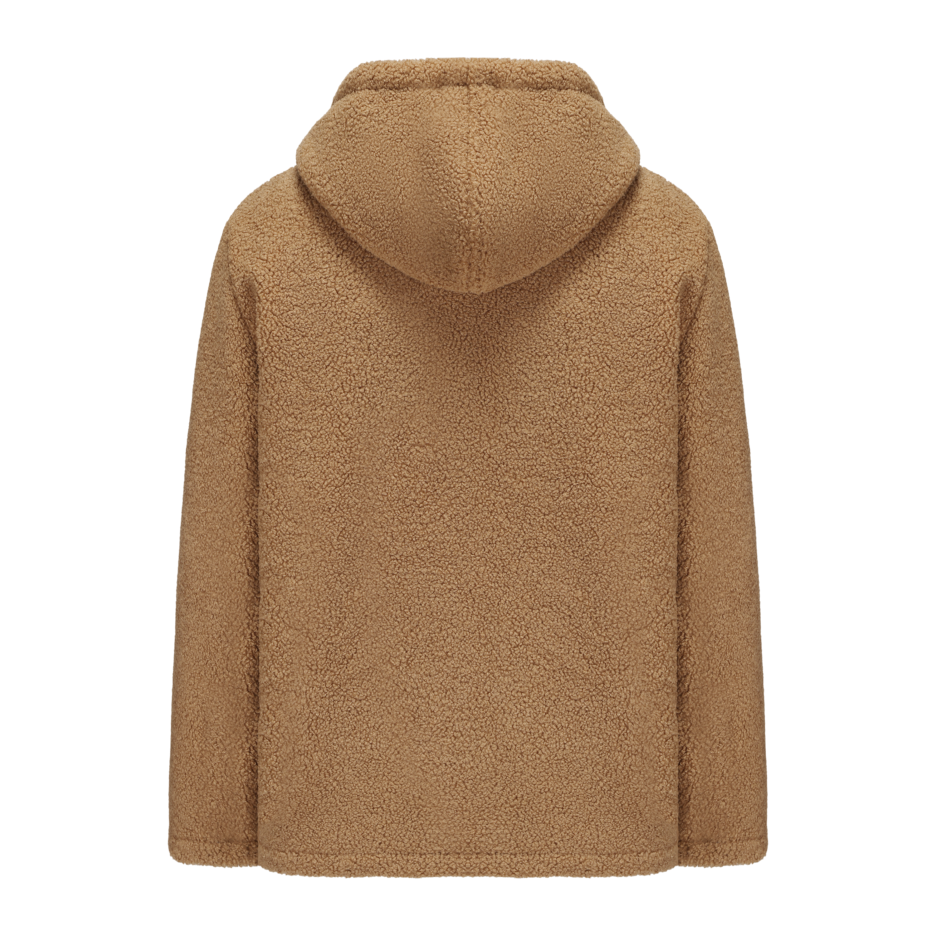 Hoodie Sherpa Fleece Jacket - Light Brown