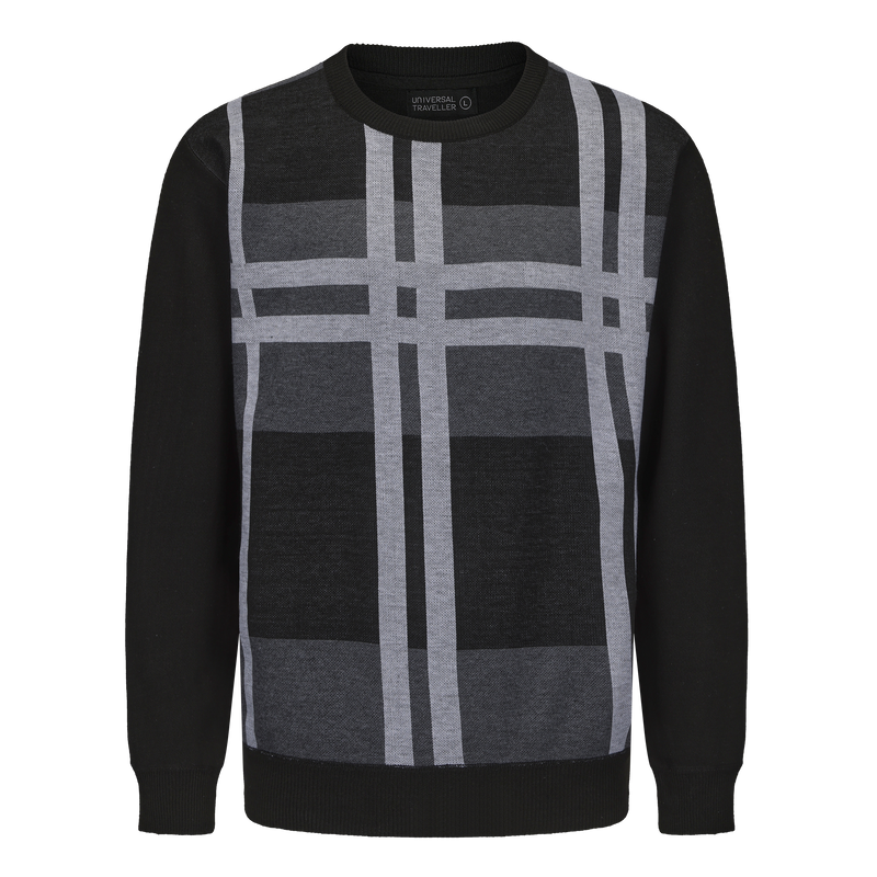 Crew Neck Plaid Knitted Sweater