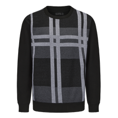 Crew Neck Plaid Knitted Sweater