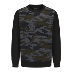 Crew Neck Camouflage Knitted Sweater