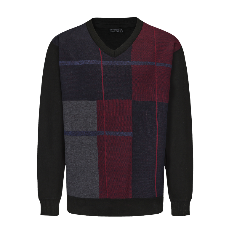 V-Neck Plaid Knitted Sweater