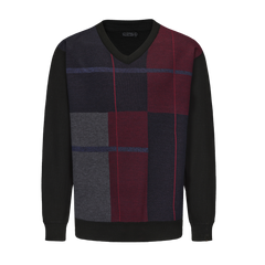 V-Neck Plaid Knitted Sweater