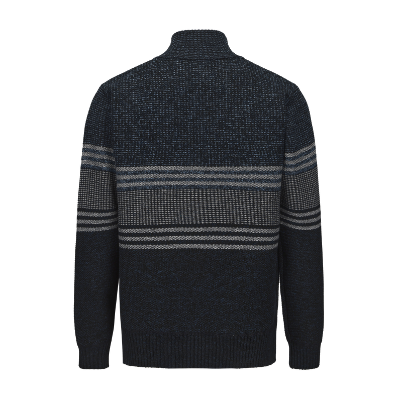 Henley Mock Neck Striped Knitted Sweater