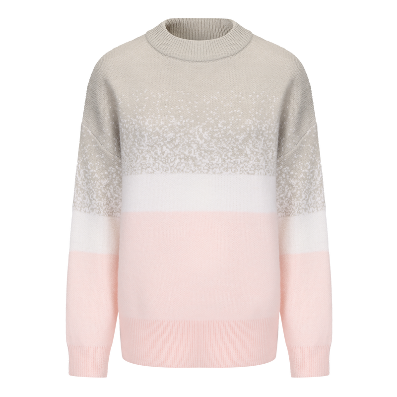 Women Crew Neck Gradient Knitted Sweater