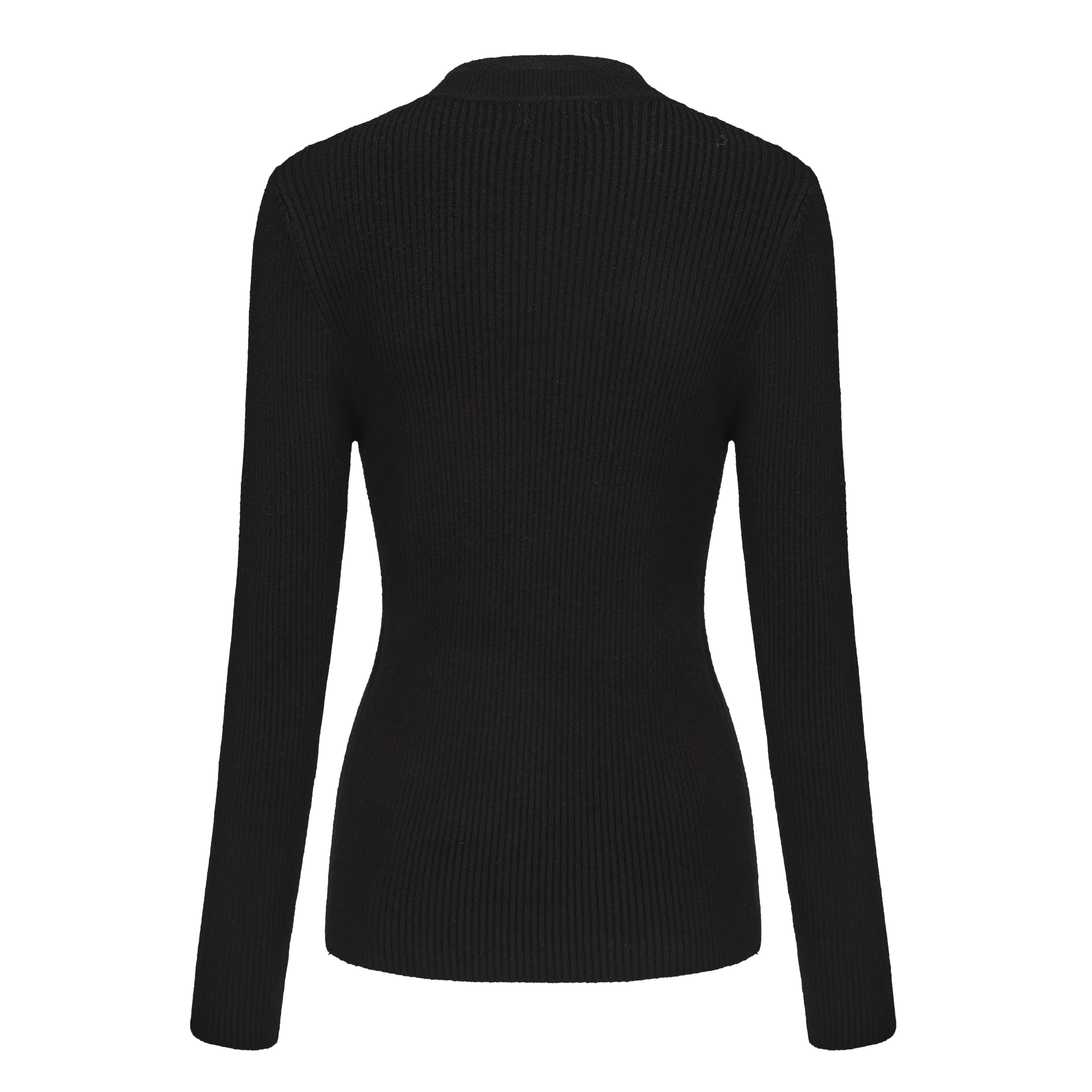 Ruffled Collar Rib Knitted Sweater