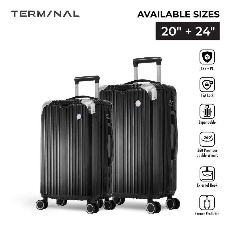 Terminal Prime 20"+24"  360° 8-Wheel Spinner | TSA Lock I Expandable I Corner Guard IABS +PC