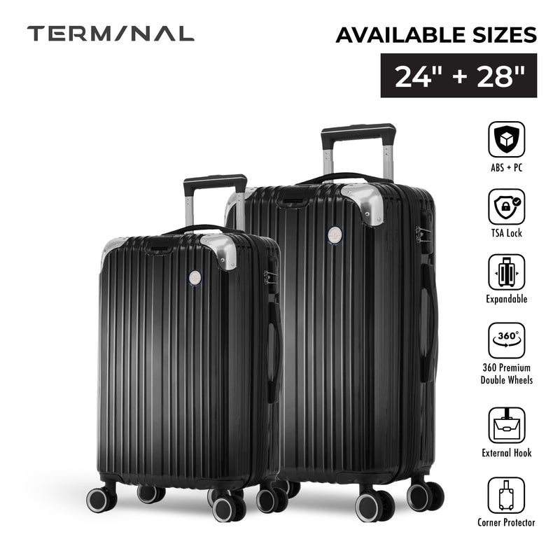 Terminal Prime 24"+28"  360° 8-Wheel Spinner | TSA Lock I Expandable I Corner Guard IABS +PC