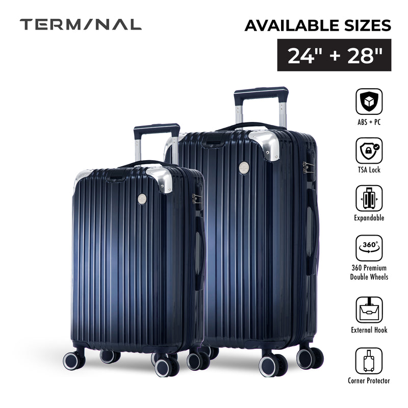 Terminal Prime 24"+28"  360° 8-Wheel Spinner | TSA Lock I Expandable I Corner Guard IABS +PC