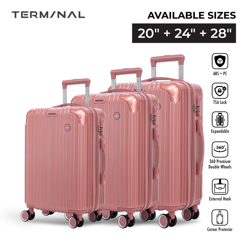 Terminal Prime 20"+ 24"+28"  360° 8-Wheel Spinner | TSA Lock I Expandable I Corner Guard IABS +PC