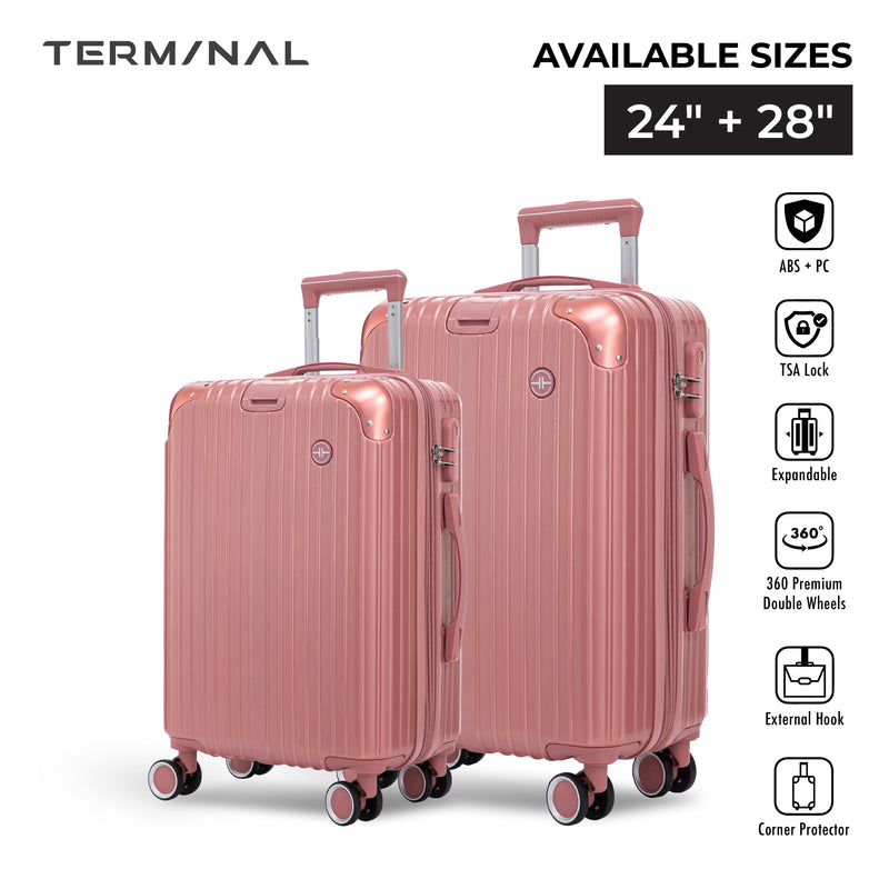Terminal Prime 24"+28"  360° 8-Wheel Spinner | TSA Lock I Expandable I Corner Guard IABS +PC