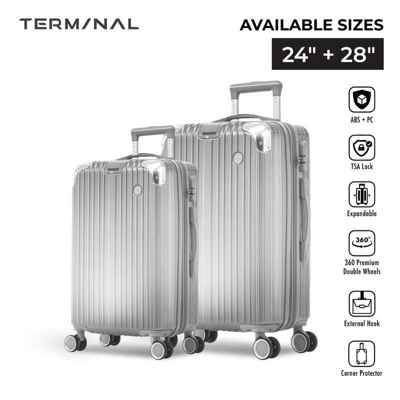 Terminal Prime 24"+28"  360° 8-Wheel Spinner | TSA Lock I Expandable I Corner Guard IABS +PC