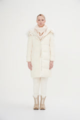 Full Length Down Jacket With Faux Fur Hood