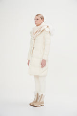 Full Length Down Jacket With Faux Fur Hood