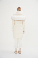 Full Length Down Jacket With Faux Fur Hood