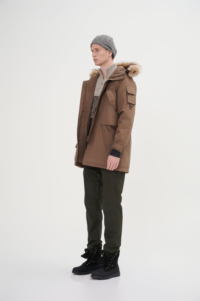 Down Jacket Topped With A Luxurious Fur-Lined Hood