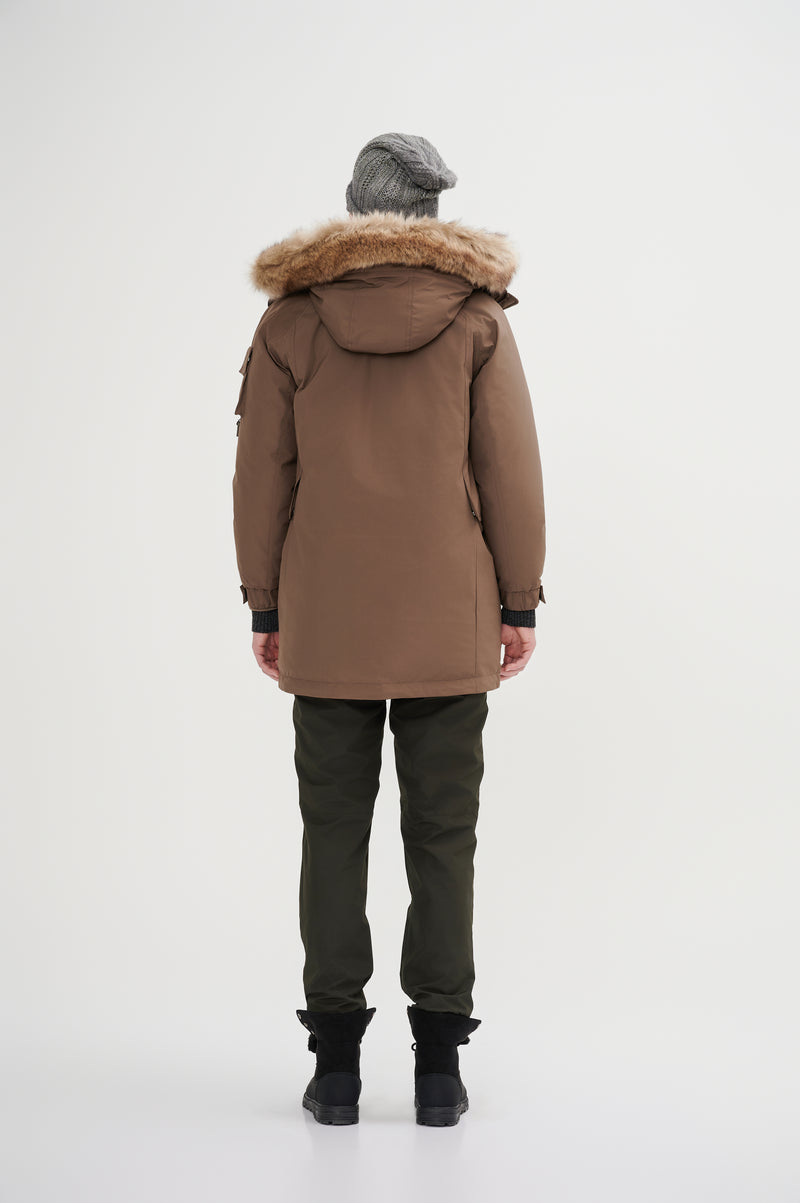 Down Jacket Topped With A Luxurious Fur-Lined Hood