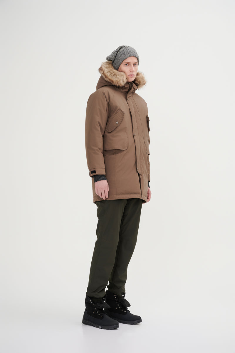 Down Jacket Topped With A Luxurious Fur-Lined Hood