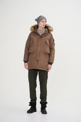 Down Jacket Topped With A Luxurious Fur-Lined Hood