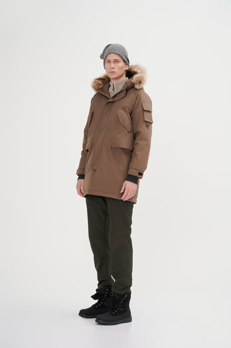 Down Jacket Topped With A Luxurious Fur-Lined Hood