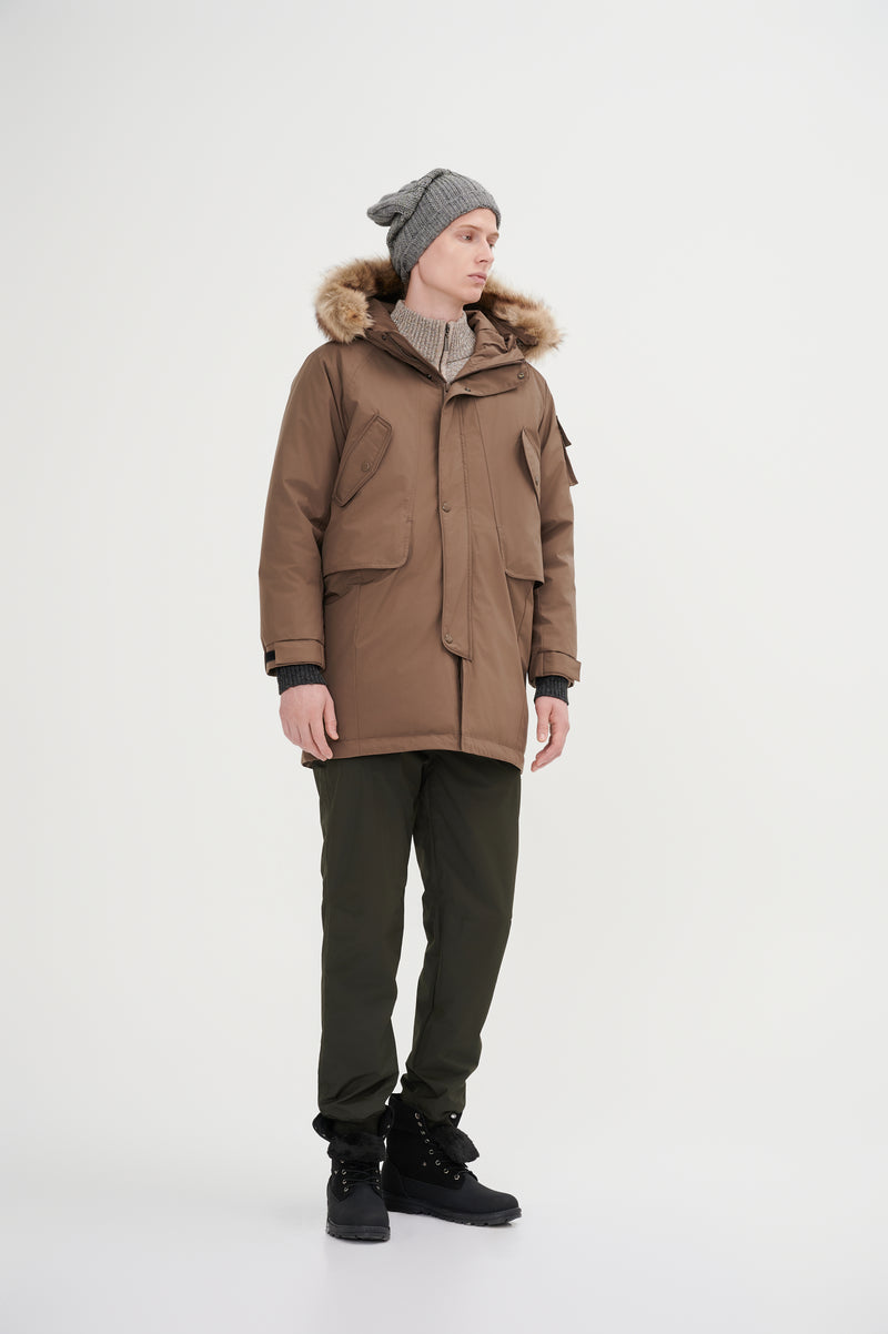 Down Jacket Topped With A Luxurious Fur-Lined Hood