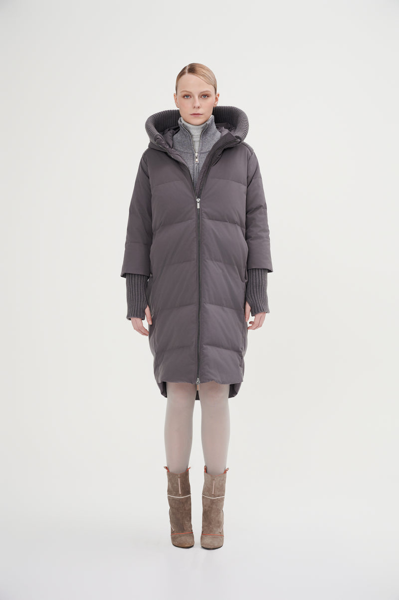 Boxy Down Jacket With Chunky Rib