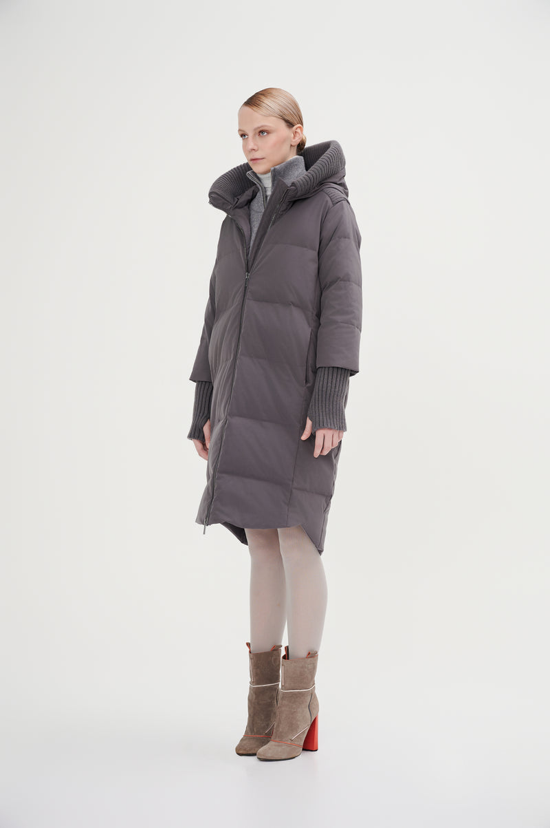 Boxy Down Jacket With Chunky Rib