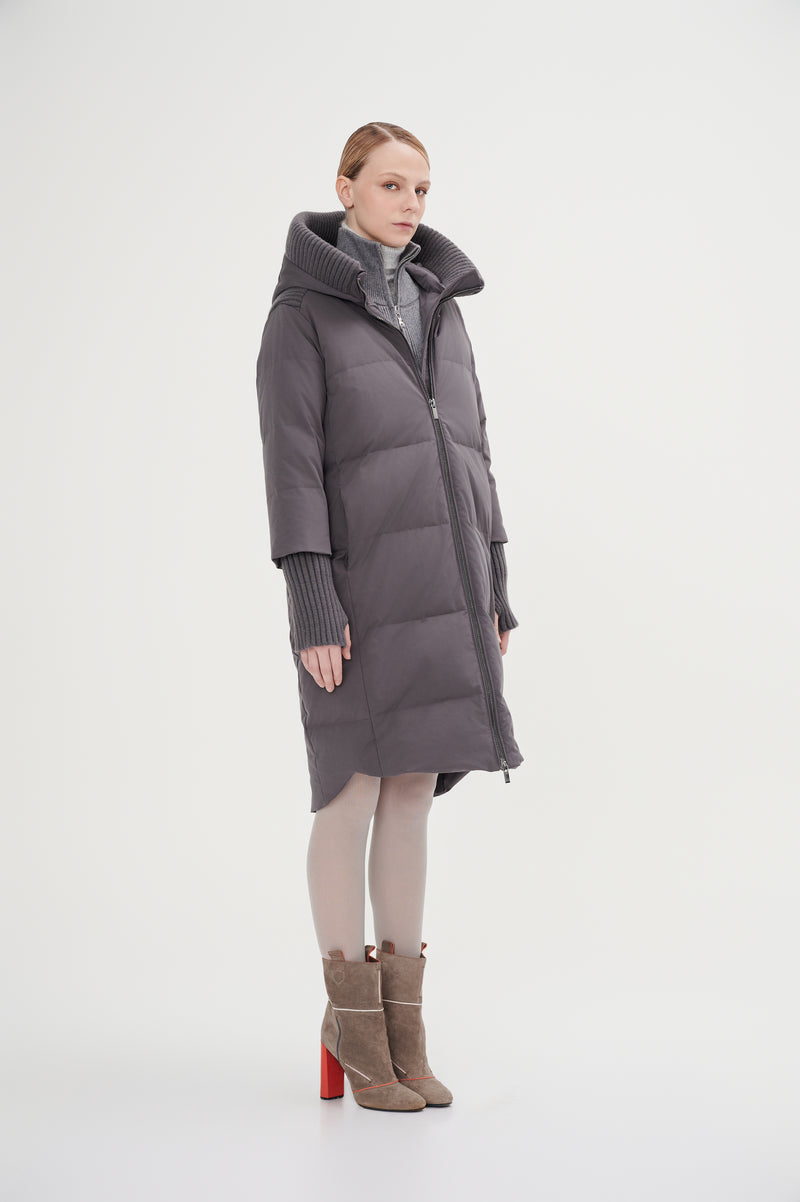 Boxy Down Jacket With Chunky Rib