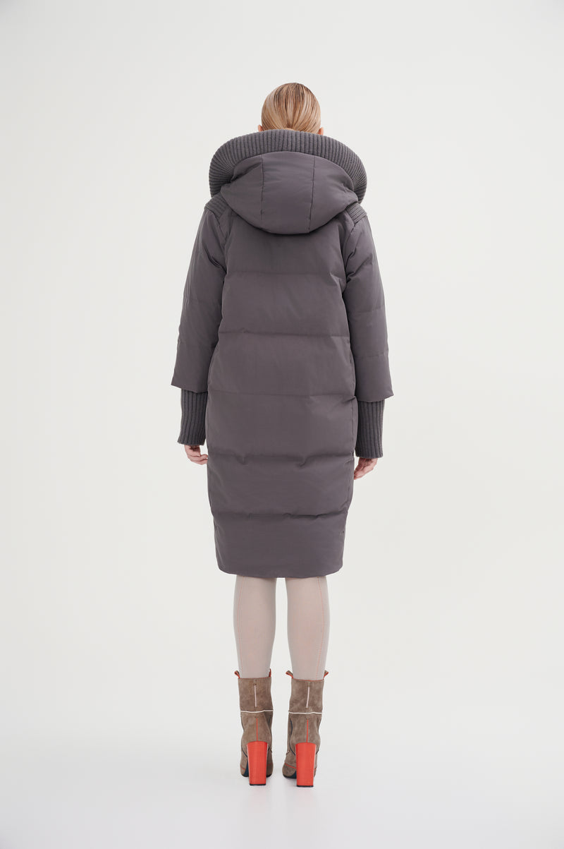 Boxy Down Jacket With Chunky Rib